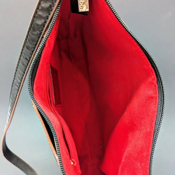 HOBO Leather Handbag Shoulder Bag Purse Satchel Black Red Inside Side Pocket - Picture 7 of 7